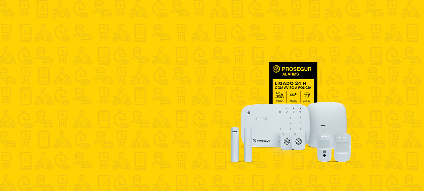 Acessórios que compõem o kit de alarmes Prosegur