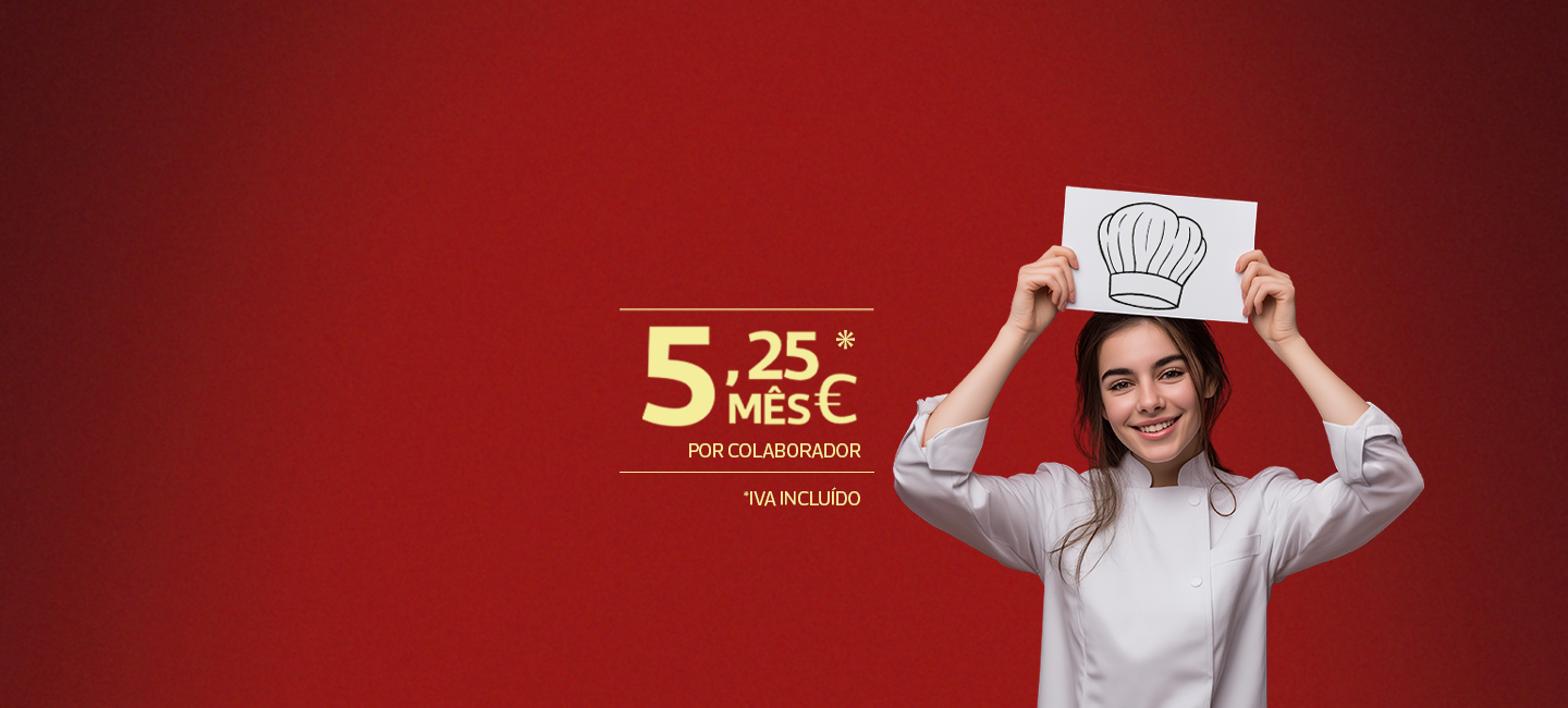 Jovem com bata de chef e surge do lado esquerdo o preço 