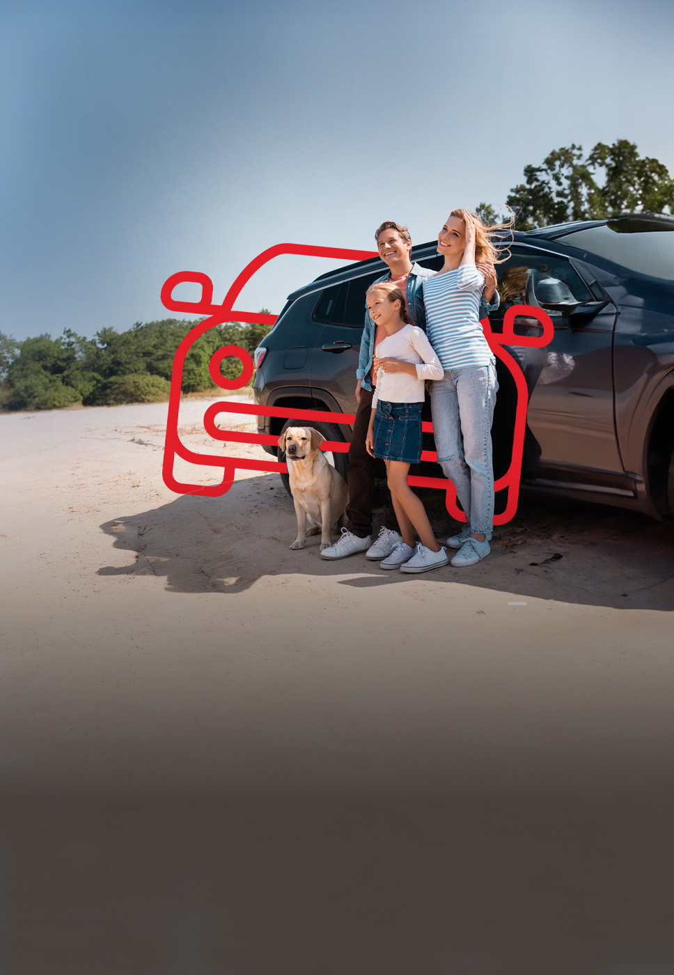 Família feliz com o seu carro porque têm o Seguro Auto.