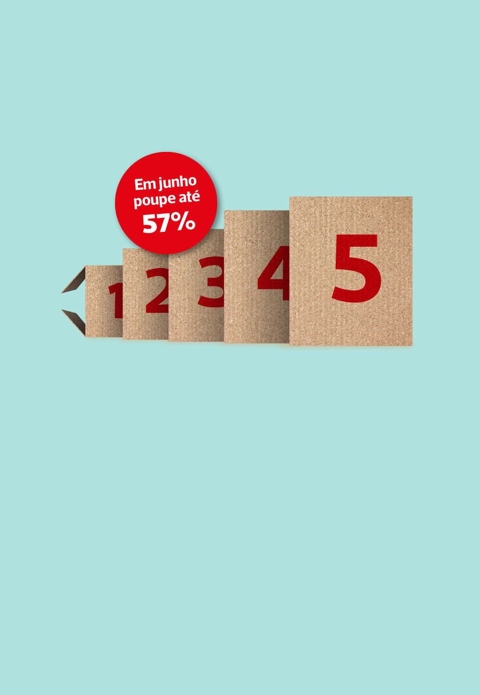 5 embalagens de envio que representa os 5 envios do Pack Expresso, agora com poupança até 57%.