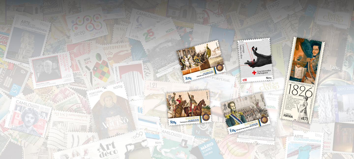 diversos selos e emissões lançados pelos CTT