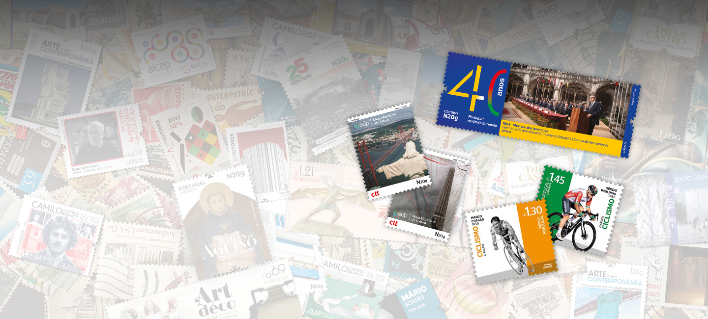 diversos selos e emissões lançados pelos CTT