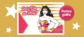 Fotografia da Booklet com a imagem da figura da DC - Wonder Woman