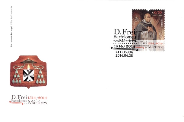 Sobrescrito 1º Dia c/ selo (FDC) D. Frei Bartolomeu dos Mártires - 500 Anos