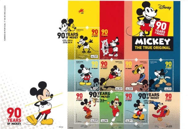 Sobrescrito 1º Dia com Bloco - Mickey - 90 Anos