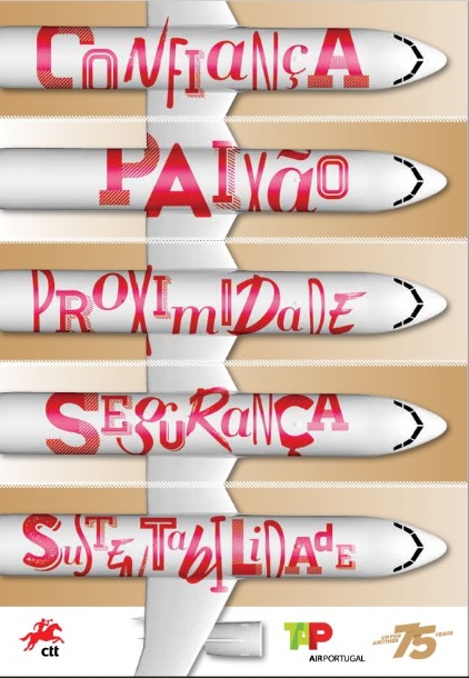 Pagela com Série e Bloco 75 Anos TAP