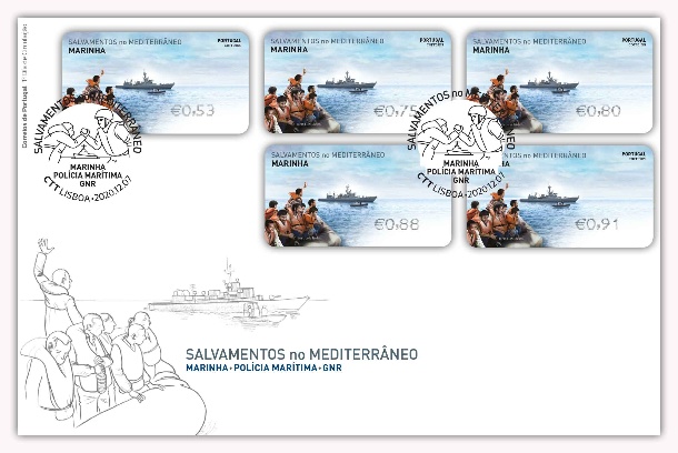 FDC Etiquetas Salvamentos no Mediterrâneo Marinha