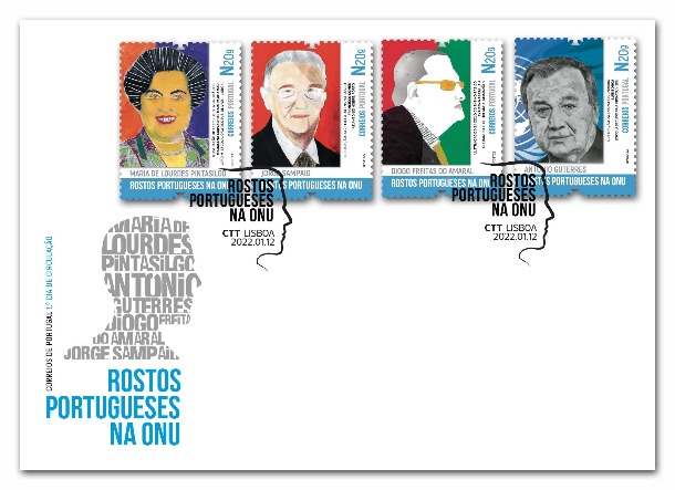 Sobrescrito 1.º Dia Rostos Portugueses na ONU