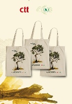 3 sacos de pano com imagem de uma oliveira