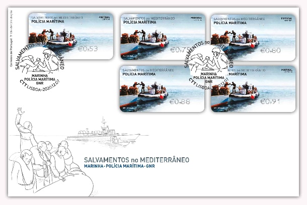 FDC Etiquetas Salvamentos no Mediterrâneo Polícia 