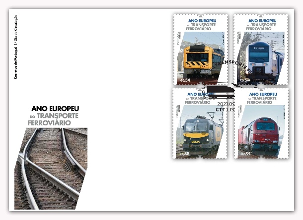Sobrescrito 1.º dia Ano Europeu Transporte Ferrov.