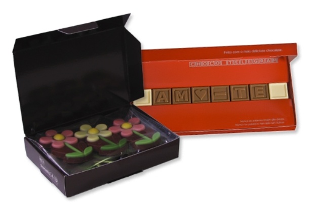 ChocoTelegram AMO-TE + Caixa 6 Flores